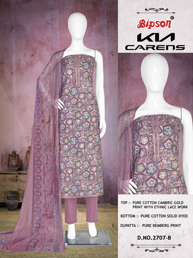 Kia Carens 2707 By Bipson Gold Printed Cambric Cotton Dress Material Wholesale Online